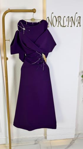 فستان قصير كلاسيكي بشك يدوي كرستال