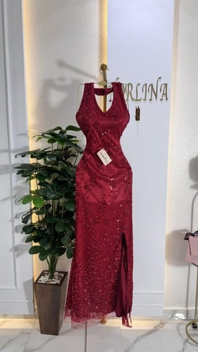 فستان سهره أنيق بقماش ترتر لامع