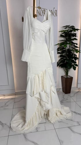 فستان شيفون بتصميم بلوزه وتنوره