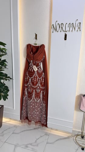 فستان بلون طوبي فاخر