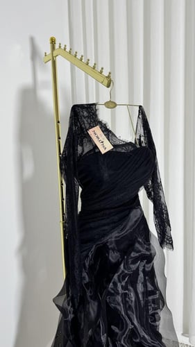 فستان بالدانتيل الناعم وتداخيل الأورجنزا