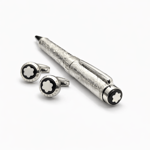 قلم وكبك مونت بلانك فضي