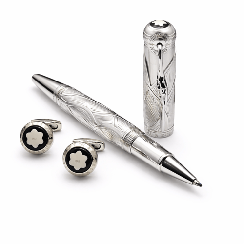 قلم وكبك ماركة مونت بلانك فضي