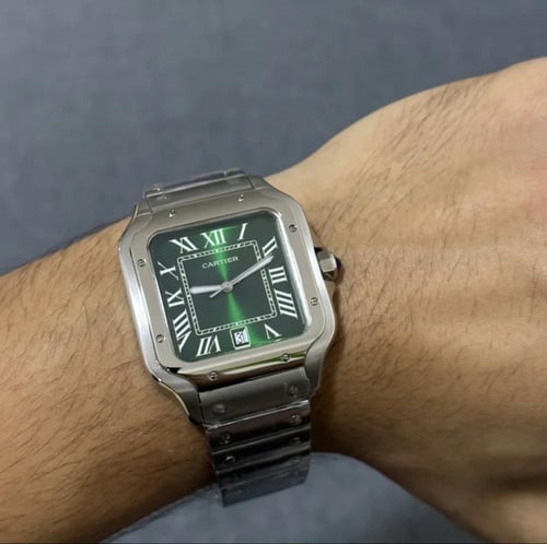 ساعة كارتير سانتوس رجالية ميناء اخضر