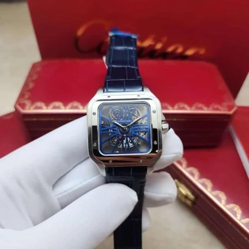 ساعة كارتير رجالية جلد ازرق ميناء ازرق