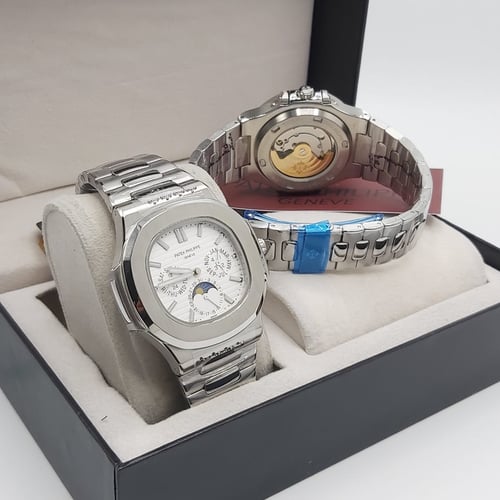 ساعة باتك فلب اتوماتيك رجالي فضي ميناء ابيض