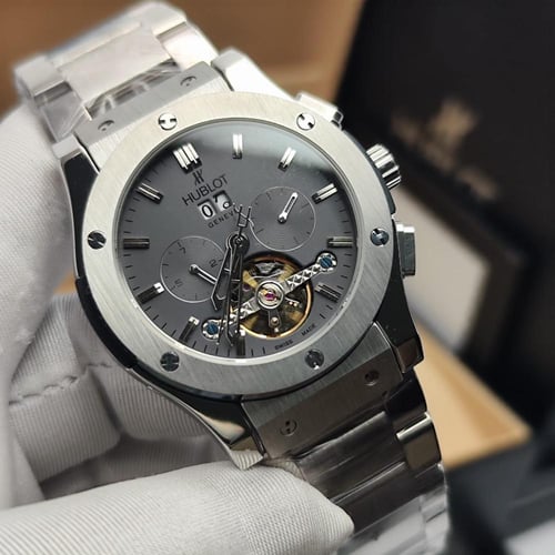 ساعة هوبلت رجالية فضي ميناء رمادي