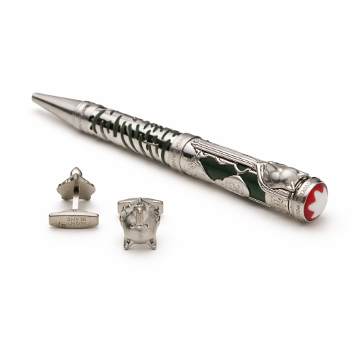 قلم وكبك ماركة مونت بلانك الذئب لون فضي