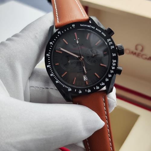 ساعة رجالية ماركة أوميغا اسود جلد بني
