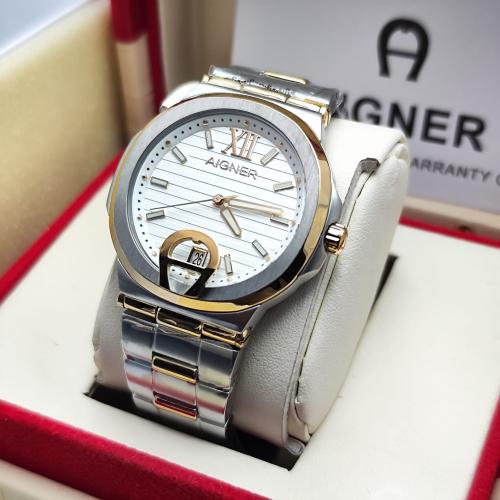 ساعة اقنر رجالية فضي ذهبي