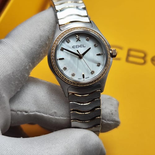 ساعة ايبل نسائية فضي ذهبي ميناء سادة