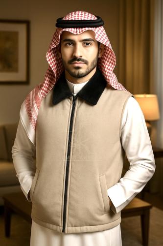 سديري جوخ رجالي فرو داخلي لون بيج