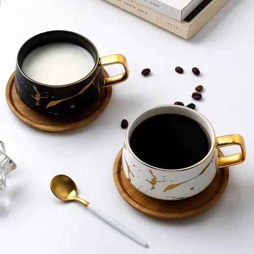 أكواب قهوة سيراميك فاخرة بتصميم رخامي متميز