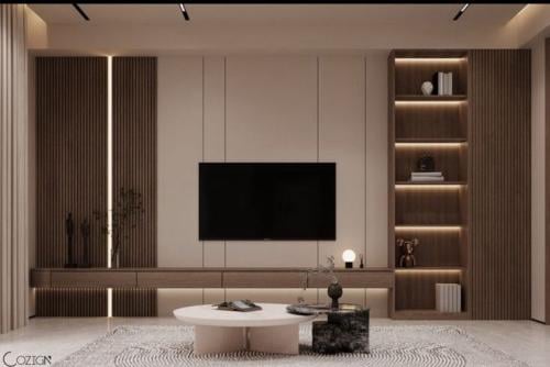 وحدة تلفاز حرف L مع خلفية بأستخدام بديل الشيبورد