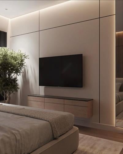 خلفية تلفاز بأستخدام بديل الشيبورد مع مكتبه معلقه