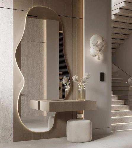 مدخل أنيق و جذاب مع مرايا مموجه ( السعر للمترين )