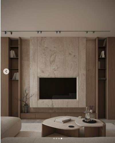 طاولة شاشه حرف U مع بروز خلف التلفاز