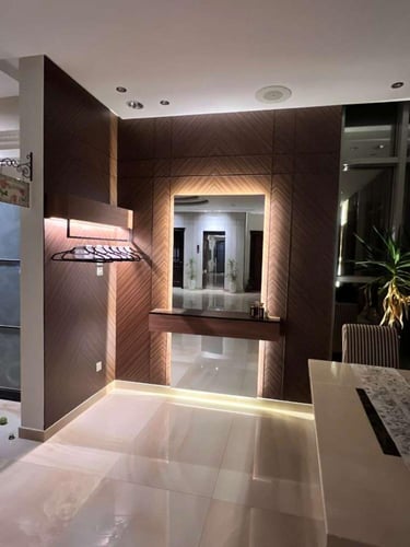 وحدة مدخل مودرن متكامله بخلفية بديل الشيبورد الهرم...