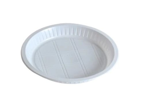 صحون بلاستيك بيضاء دائرية ( 50 حبة )
