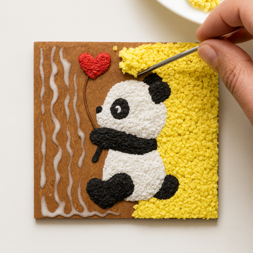 Making an artistic painting with tissues