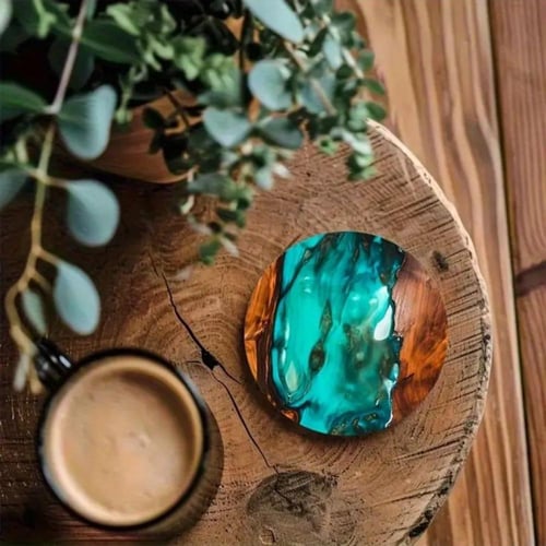 مجموعة من 8 قطع من قواعد الأكواب بتصميم خشب الفيرو...