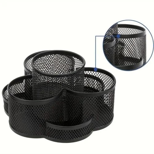 حامل أقلام حديد دوار بـ 3 أقسام للمكتب - منظم أقلا...