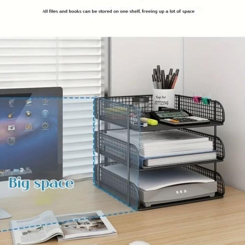 منظم مكتب معدني 3 طبقات، حامل ملفات متعددة المستوي...