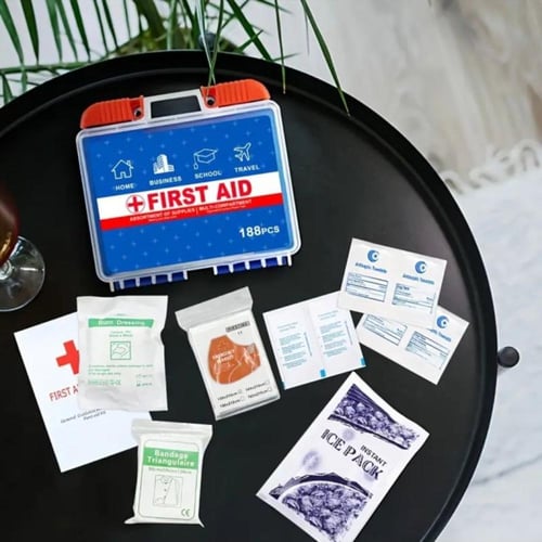 مجموعة الإسعافات الأولية من 188 قطعة