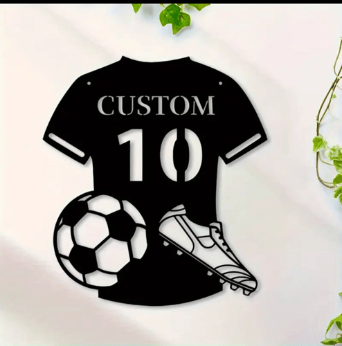 لوحة قميص رياضي معدنية مخصصة- اسم و رقم حسب الطلب...