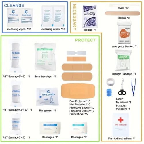 مجموعة الإسعافات الأولية من 188 قطعة