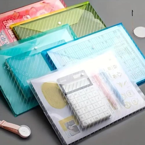 100 قطعة مجلدات بلاستيكية A4 - أظرف بألوان متنوعة...