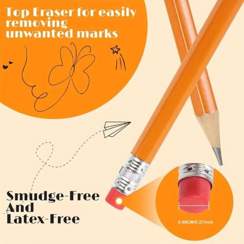 100 قلم رصاص أصفر مع ممحاة