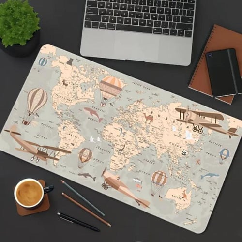 لوحة ماوس XL بتصميم بالون هوائي وطائرة، بساط مكتبي...