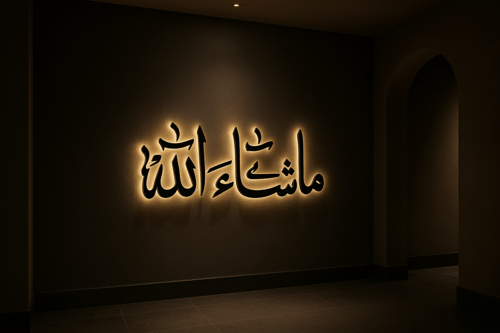 ما شاء الله - تصميم اكليرك مع اضاءة خلفية