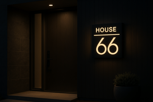 بوكس كلادينج محفور مضئ من الداخل - موديل HOUSE 66