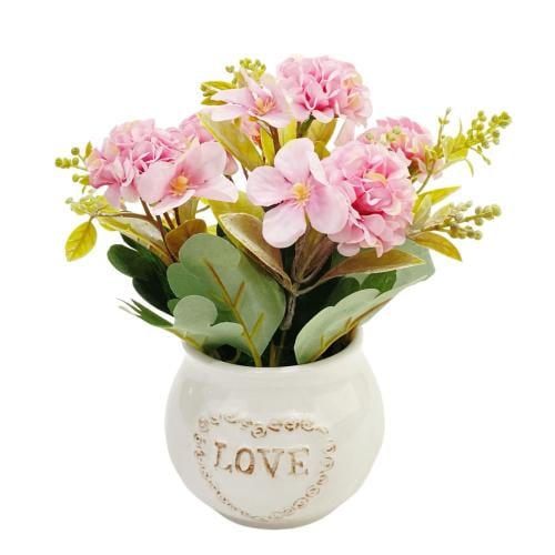 مركن زهور صناعية وردية 20سم