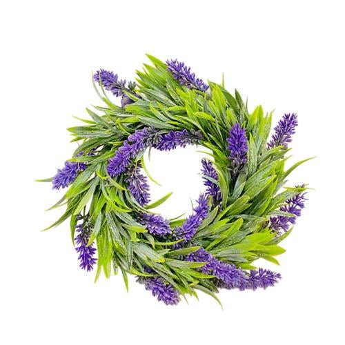 إكليلاً زينة صناعي من نبات الخزامى أو اللافندر