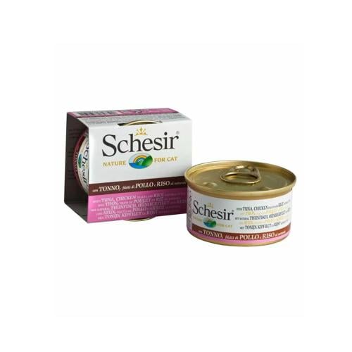 Schesir طعام رطب للقطط بنكهة شرائح التونة والدجاج...