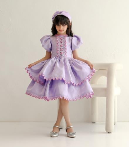 Elegant purple dress blended with navy blue color