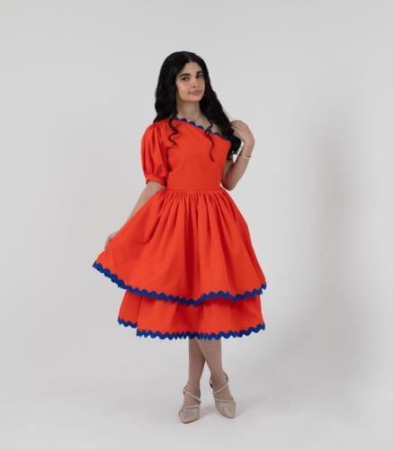 Orange dress with modern design