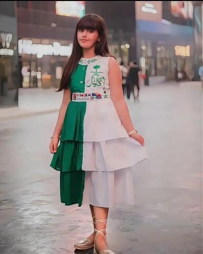 فستان بناتي اليوم الوطني – لون الأخضر والأبيض