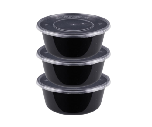 طبق مايكروويف دائري اسود مع غطاء شفاف محكم يمنع ال...