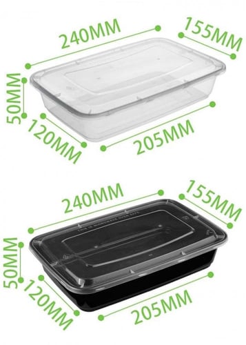 طبق مايكروويف مستطيل اسود مع غطاء شفاف محكم يمنع ا...