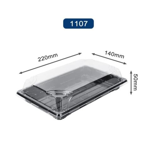 صحن تقديم بارد وحلى وورق عنب أسود مع غطاء شفاف – م...