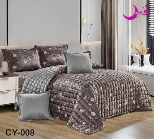 مفرش مخمل وجهين نفرونص مظغوط 4 قطع