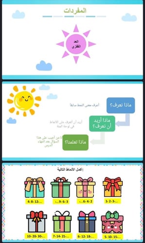 الانماط على لوحة المئة