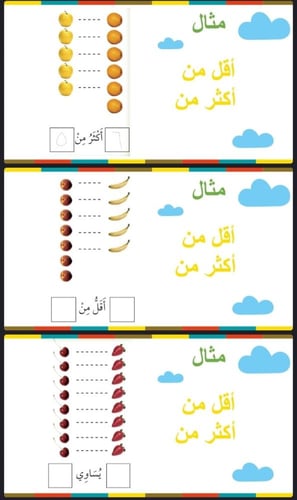 مقارنة الاعداد حتى 10