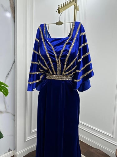 فستان سهره مخمل ازرق