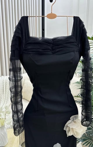 فستان سهره اسود وابيض فخم