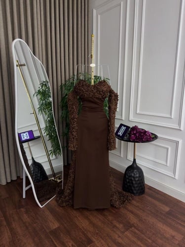 فستان سهره عنابي & بني